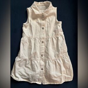 Zara Cream Button-Front Tiered denim style Dress size 6